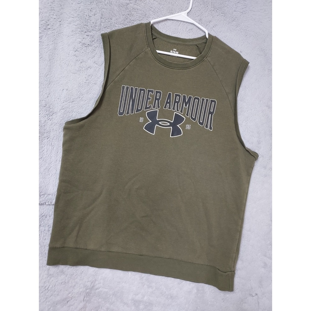 Under Armour Sweatshirt Mens XL Rival Sleeveless Fleece Logo Sweatshirt Green